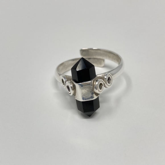 black onyx  women sterling silver ring 925 - Picture 3 of 6